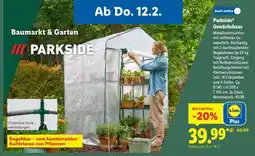Lidl PARKSIDE Gewächshaus Angebot