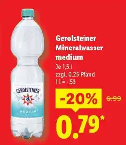 Lidl Gerolsteiner Mineralwasser medium Angebot