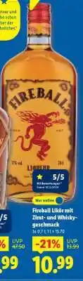Lidl Fireball Likör mit Zimt- und Whiskygeschmack Angebot