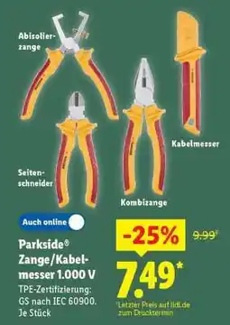 Lidl PARKSIDE Zange/Kabelmesser 1.000 V Angebot