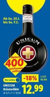 Lidl UNICUM Kräuterlikör Angebot