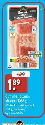 Aldi Süd GUT DREI EICHEN Bacon, 150 g Angebot