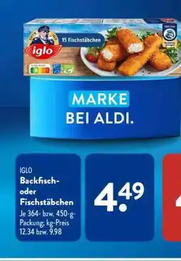 Aldi Süd IGLO Backfisch- oder Fischstäbchen Angebot