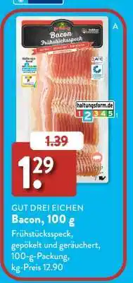Aldi Süd GUT DREI EICHEN Bacon, 100 g Angebot
