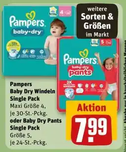 REWE Pampers Baby Dry Windeln Single Pack Angebot
