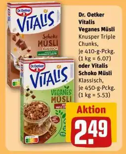 REWE Dr. Oetker Vitalis Veganes Müsli oder Vitalis Schoko Müsli Angebot