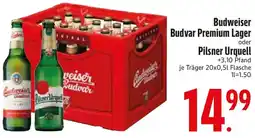 Edeka Budweiser Budvar Premium Lager oder Pilsner Urquell Angebot