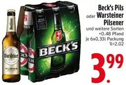 Edeka Beck's Pils oder Warsteiner Pilsener Angebot