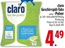 Edeka claro Geschirrspül-Tabs oder Pulver Angebot