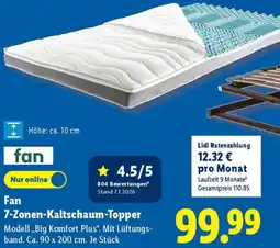 Lidl Fan 7-Zonen-Kaltschaum-Topper Angebot