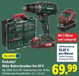 Lidl Parkside Akku-Bohrschrauber-Set 20 V Angebot