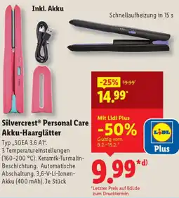 Lidl Silvercrest Personal Care Akku-Haarglätter Angebot
