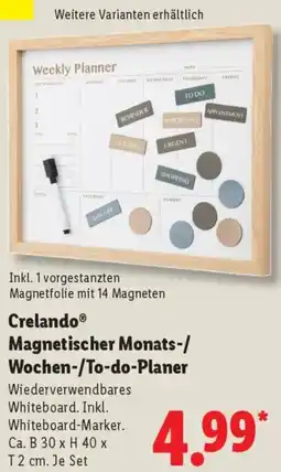 Lidl Crelando Magnetischer Monats-/ Wochen-/To-do-Planer Angebot