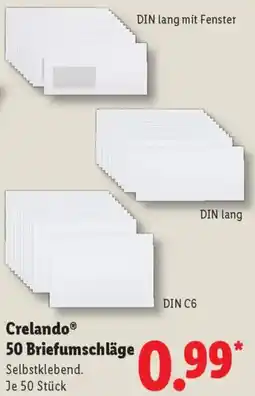 Lidl Crelando 50 Briefumschläge Angebot