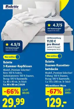 Lidl Balette Daunen-Kassettenbettdecke Angebot