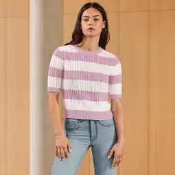 NKD Damen-Kurzarm-Pullover mit Zopfmuster Angebot