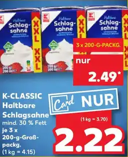Kaufland K-CLASSIC Haltbare Schlagsahne Angebot