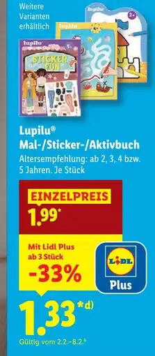 Lidl Lupilu mal-/sticker-/aktivbuch Angebot
