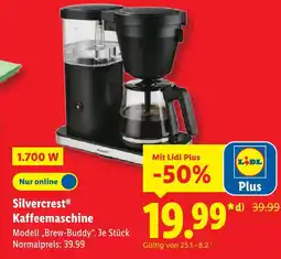 Lidl Silvercrest kaffeemaschine modell 'brew-buddy' Angebot