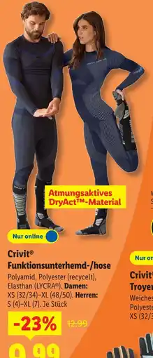 Lidl Crivit funktionsunterhemd-/hose Angebot