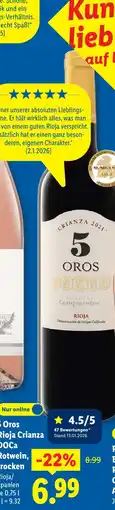 Lidl 5 oros rioja crianza doca rotwein Angebot