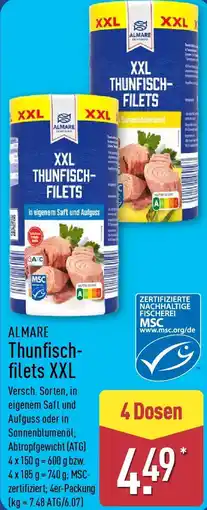 Aldi Nord ALMARE Thunfischfilets XXL Angebot