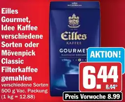 HIT Eilles Gourmet, Idee Kaffee oder Mövenpick Classic Filterkaffee gemahlen Angebot