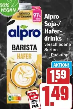 HIT Alpro Soja-/ Haferdrinks Angebot
