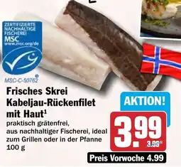 HIT Frisches Skrei Kabeljau-Rückenfilet mit Haut Angebot