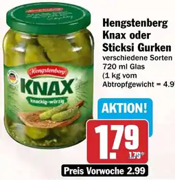 HIT Hengstenberg Knax oder Sticksi Gurken Angebot