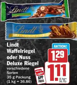 HIT Lindt Waffelriegel oder Nuss Deluxe Riegel Angebot