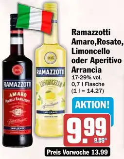 HIT Ramazzotti Amaro, Rosato, Limoncello oder Aperitivo Arrancia Angebot
