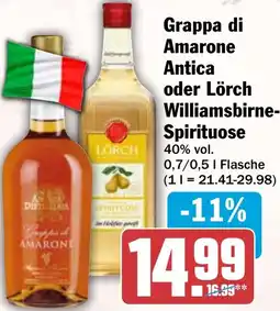 HIT Grappa di Amarone Antica oder Lörch Williamsbirne Spirituose Angebot