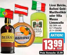 HIT Licor Beirão, Bailoni Gold Marillenlikör oder Villa Massa Limoncello Angebot
