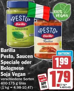 HIT Barilla Pesto, Saucen Speciale oder Bolognese Soja Vegan Angebot