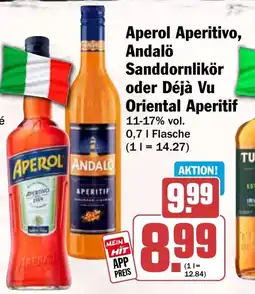 HIT Aperol Aperitivo, Andalö Sanddornlikör oder Déjà Vu Oriental Aperitif Angebot