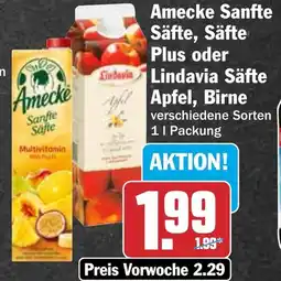 HIT Amecke Sanfte Säfte, Säfte Plus oder Lindavin Lindavia Säfte Apfel, Birne Angebot