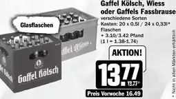 HIT Gaffel Kölsch, Wiess oder Gaffels Fassbrause Angebot