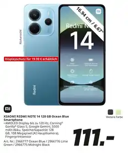 MediaMarkt XIAOMI REDMI NOTE 14 128 GB Ocean Blue Smartphone Angebot