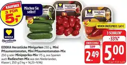 Schmidt's Märkte EDEKA Herzstücke Minigurken, Mini Pflaumentomaten, Mini Pflaumentomaten-Mix oder Minipaprika-Mix Angebot