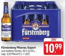 Schmidt's Märkte Fürstenberg Pilsener, Export Angebot