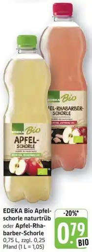 Schmidt's Märkte EDEKA Bio Apfelschorle naturtrüb oder Apfel-Rhabarber-Schorle Angebot