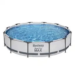 Netto Marken-Discount Bestway Steel Pro MAX Frame Pool Set mit Filterpumpe Ø 366 x 76 cm, lichtgrau, rund Angebot