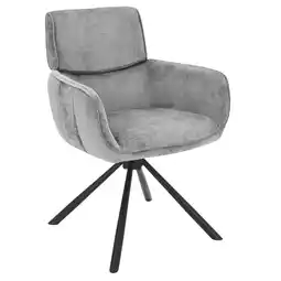 Netto Marken-Discount riess-ambiente Drehbarer Retro Stuhl UNIQUE grau Chenille schwarzes Metallgestell mit Armlehne Angebot