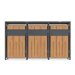 Netto Marken-Discount Westmann Mülltonnenbox Varius 3 3 x 240L Anthrazit & Holzoptik 80x198x116cm Angebot