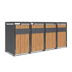Netto Marken-Discount Westmann Mülltonnenbox Varius 4 4 x 240L Anthrazit & Holzoptik 80x265x116cm Angebot