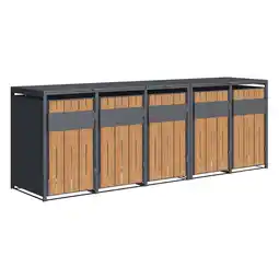 Netto Marken-Discount Westmann Mülltonnenbox Varius 5 5 x 240L Anthrazit & Holzoptik 80x330x116cm Angebot