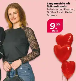 NETTO Langarmshirt mit Spitzenärmeln Angebot