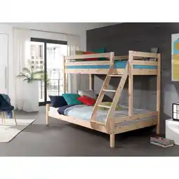 Netto Marken-Discount Vipack Familienbett Martin 90 x 200 und 140 x 200 cm, mit Leiter in Kiefer massiv natur Angebot