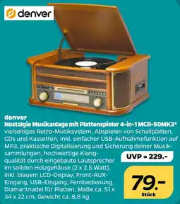 NETTO denver Nostalgie Musikanlage mit Plattenspieler 4-in-1 MCR-50MK3 Angebot